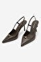 Women's Stiletto Pointed Toe Open Back Strap Buckle Thin Classic Heeled Shoes Osenta Brown - 6