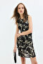 Shiny Mini Dress with Gather Detail Lining - 2