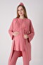 Set of 3: Cotton Maternity & Pregnancy Pajama Set with Lace Robe - 4