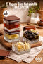 Set of 4 Square, Handmade Glass Breakfast and Snack Bowls - with Beech Lids
