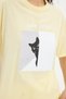 Women's Oversize Wide Cut 100% Cotton Crew Neck Short Sleeve Printed Yellow T-Shirt Blouse - 5