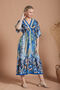 Printed Summer Dress with Elastic Waistband, Woven Viscose, Navy Blue. - 2