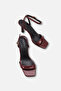 Light Burgundy Patent Leather Ankle Strap High Heel Shoes - 3