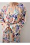 Beli Ribbed Detailed Floral Patterned Hijab Dress - Floral Patterned - Exclusive - 6