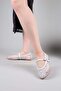 Golduzi̇ Beaded Tulle Ballerina Flats White - 4