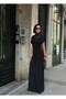 Black Draped Long Evening Dress - 3