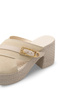 Vega Aria Women's Heeled Slippers 0012706 Beige Leather Textured - 2