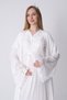 New Season Ecru Summer Premium Lace Detailed Full Length Short Sleeve Dressing Gown Maternity Dressing Gown Nightgown Set