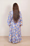Blue & White Floral Printed Tiered Maxi Dress - 2