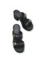 Siri Viven Women's Heeled Slippers 0012703 Black Leather Textured - 3