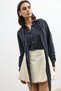 Anthracite Women's Shirt with Handkerchief Detail - 2