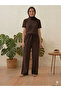 Women's Ecru Brown Anthracite Gray 3-Pack Seersucker Elasticized Casual Wide Leg Pants Set - 3