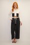 Pocket Detailed Striped Linen Suit Black