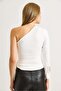 Women's One-Shoulder Blouse with Side Accessory Detail White - 5