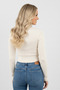 Women's long sleeve ribbed crop top with star embroidery - white - 4