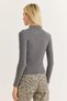 Women's ribbed fisherman neck blouse with window gray - 7