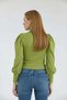 Women's judge collar princess sleeve knitted blouse fat green - 3