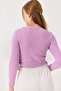 Women's Side Drawstring Crop Ribbed Blouse Lilac - 5