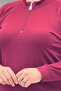 1732 Plus Size Turtleneck Zipper Swimsuit - Burgundy - 2