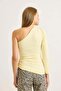 Women's One-Shoulder Blouse with Side Accessory Detail Yellow - 3
