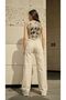 Morcelo 90's Cream Color Lycra Super High Waist Loose Jeans Palazzo Trousers - 4