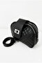 Women's Black Quilted Diamond Patterned 3-Compartment Zippered Cross Shoulder Bag - 3