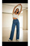 Harry 90's Medium Blue Lycra Super Extra High Waist Palazzo Loose Jean Trousers - 2