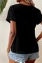 New Season Women's Short Sleeve Crew Neck Asymmetrical Cut Detailed Viscose Blouse - 5