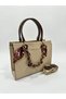 Women's Gold Chain Shawl Detailed Stylish Hand & Shoulder Bag and Wallet Combination Shopper Size: 20 X 25 cm - 3