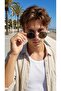 Titanium Series Retro Round Sunglasses Silver Titanium Green Polarized Glass 50 mm - 2