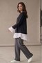 Women's Modal Pleated Undershirt-Looking Tunic with Shirt Detail in Black - 5