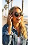 Titanium Series Retro Round Sunglasses Black Titanium Green Polarized Glass 50 mm