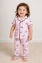 100% Cotton Short Sleeve Buttoned Summer Girls Boys Unisex Civciv Patterned Baby Kids Pajamas Set - 3