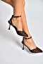 Y752044206 Brown Lace Thin Heeled Women's Shoes - 2