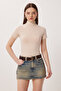 Turtleneck Basic Viscose Blouse Lrn0027 Cream - 2