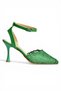 Y752044206 Green Lace Thin Heeled Women's Shoes - 7