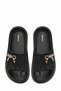Women's Black Stone Bow Detailed High Platform Sole Comfortable Daily Slippers - 3