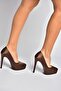 Y246221604 Brown Fabric Thin Heeled Women's Shoes - 4
