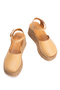 Women's Genuine Leather Wedge Heeled Sandals 6356 Caramel - 4