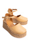 Women's Genuine Leather Wedge Heeled Sandals 6356 Caramel - 2