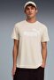 Men's Beige Logo Printed 100% Cotton Crew Neck Casual T-Shirt - 2