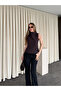 Brown Adjustable Belted Buttoned Blouse - 70265 - 3
