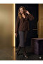 Women's Bitter Brown Tassel Detailed Loose Cut Textured Kimono Blouse - 2