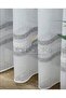 Silver Glittered Iron-On Non-Creasing 3-Layer Pleated Tulle Curtain with Silver Interlaced Stripes - 3