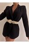 Gold Buckle Interlocking Elastic Women's Belt, Jacket Belt, Shirt Belt, Dress Belt - 2