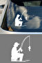 Man Holding Fish Sticker - Fisherman Vehicle Sticker - Car Motor Sticker 11X15Cm