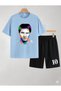 Lionel "The Goat" Messi Printed 100% Cotton Crewneck Children's T-Shirt-Shorts Two-Piece Set