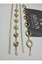 Gold Chain 2'Li Set Oval and Rose Patterned Women's Trouser Belt, Dress Belt, Coat Belt - 3