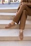 Fasvero Women's Nude Genuine Leather Suede Loafer Shoes - 2