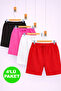Combed Cotton Pink-Black-Red-White 4-Pack Unisex Cotton Children's Short Shorts